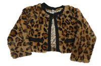 Hnědé kožešinové bolerko s leopardím vzorem