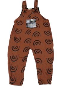 Hnědé lehké laclové tepláky s duhami a pruhovanou kapsou Turtledove