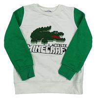 Bílo-zelená mikina s Minecraft krokodýlem Lacoste