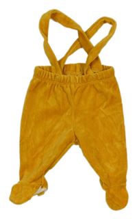 Hořčicové sametové polodupky s kšandami