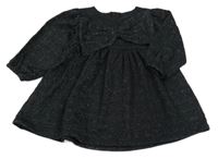 Černé třpytivé teplákové šaty s mašlí F&F