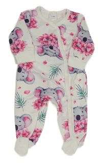 Bílý overal s koalami a květy