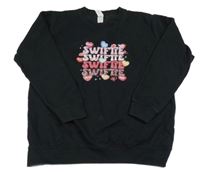 Černá mikina s nápisy a srdíčky - Taylor Swift AWDis