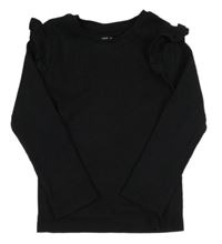 Černé žebrované triko s volánky F&F