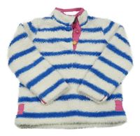 Bílo-modrá pruhovaná chlupatá mikina Joules