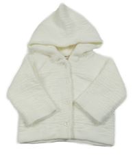 Smetanový vzorovaný propínací svetr s kapucí Bornino