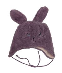 Fialová chlupatá čepice s králíkem Ergee