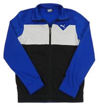 Safírovo-bílo-černá sportovní propínací mikina s logem Puma