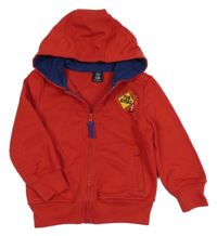 Červená propínací mikina s výšivkami a kapucí Kiki&Koko