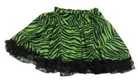 Kostým - Zeleno-černá vzorovaná sukně s krajkou