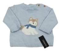 Nové - Světlemodrý svetr se psem Dunnes