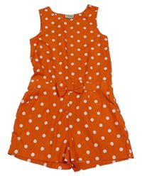 Červený puntíkatý lehký kraťasový overal Next