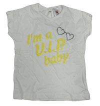 Bílé tričko s nápisem a srdíčky C&A