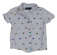 Modro-bílá pruhovaná košile s dinosaury Next