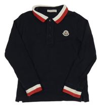Tmavomodré polo triko s nášivkou Moncler