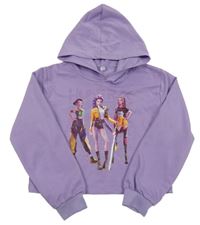 Levandulová crop lehká mikina s Huntrix a kapucí