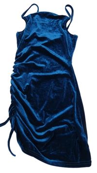 Petrolejové sametové šaty Shein