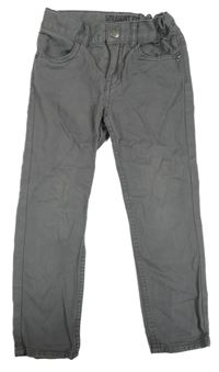 Šedé plátěné straight fit kalhoty H&M