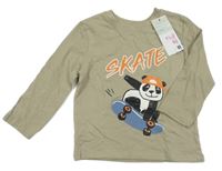 Nové - Pískové triko s pandou na skatu Primark