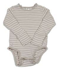 Šedo-smetanové pruhované žebrované body H&M
