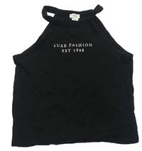 Černý crop top s nápisem River Island