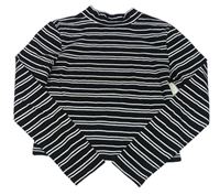 Černo-bílé pruhované crop triko New Look