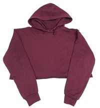 Vínová crop mikina s kapucí New Look
