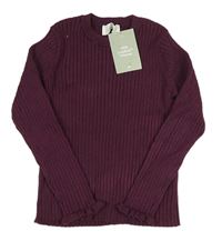 Vínový žebrovaný svetr H&M