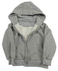 Šedá melírovaná propínací mikina s kapucí zn. Primark
