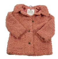Nové - Starorůžová huňatá podšitá bunda s límečkem F&F