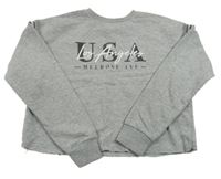 Šedá melírovaná crop mikina s nápisem Primark