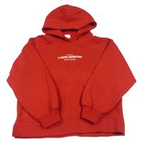 Červená mikina s nápisy a kapsou a kapucí ZARA