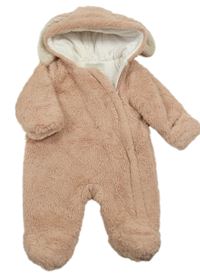 Starorůžová kožešinová zateplená vesta s kapucí Tu