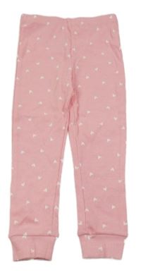 Růžové žebrované pyžamové kalhoty se srdíčky Matalan