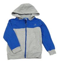 Šedo-modrá propínací mikina s kapucí 