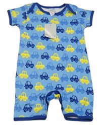 Nové - modro-žlutý kraťasový overal s auty Miniclub