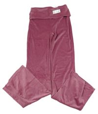 Nové - růžové plyšové flare tepláky 