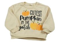 Smetanová mikina s nápisy a dýněmi shein