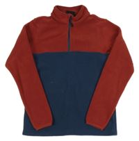 Hnědo-tmavomodrá fleecová mikina 