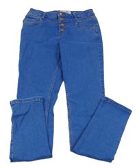 Modré skinny rifle s knoflíky New Look