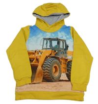 Žlutá mikina s bagrem a kapucí jakoo