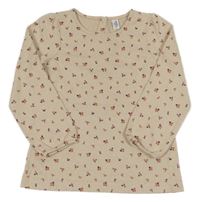 Světlebéžové vzorované úpletové triko s kvítky Topolino