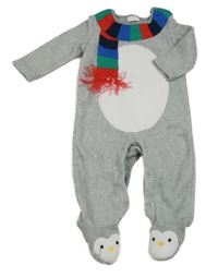 Šedo-bílý fleecový overal s barevnou šálou F&F