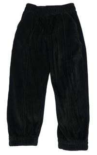 Tmavomodré žebrované sametové tepláky Lindex