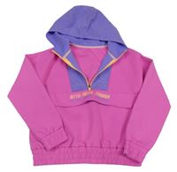 Růžovo-fialová sportovní mikina s nápisem a kapucí dunnes 