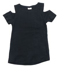 Černé žebrované tričko s průstřihy F&F