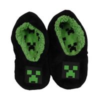 Černo-zelené plyšové zateplené bačkory - Minecraft vel. 35