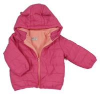 Růžová šusťáková zimní bunda s kapucí 