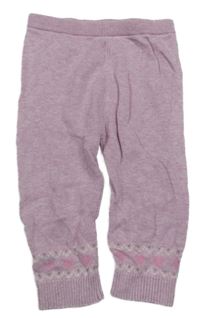 Lila pletené tepláky se srdíčky 