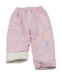 Světlerůžové šusťákové zateplené kalhoty